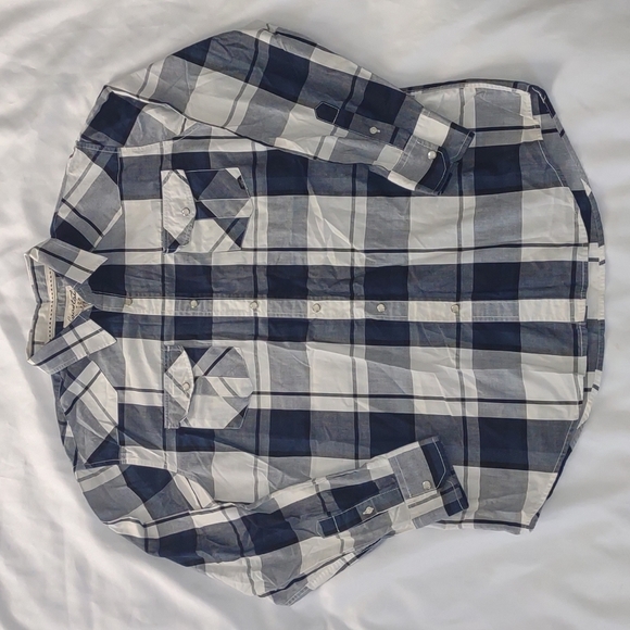 Coastal Other - Coastal Navy Blue & White Plaid Button Up Shirt